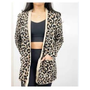 J.CREW Leopard Print open Cardigan Sweater S